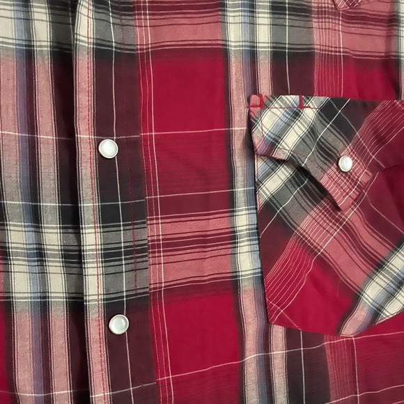 Plains western big man Plaid Shirt pearl snap button 2XL unstructured buttoned - Picture 3 of 6